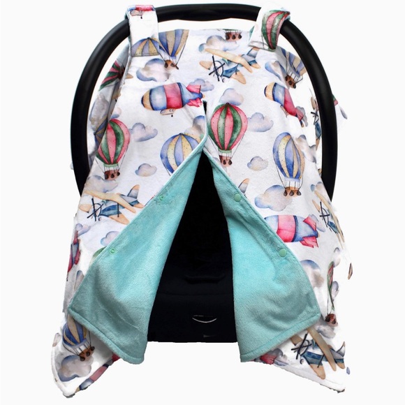 Dear Baby Gear Infant Car Seat Canopy Cover Opening Airplanes Hot Air Balloons - Picture 1 of 3